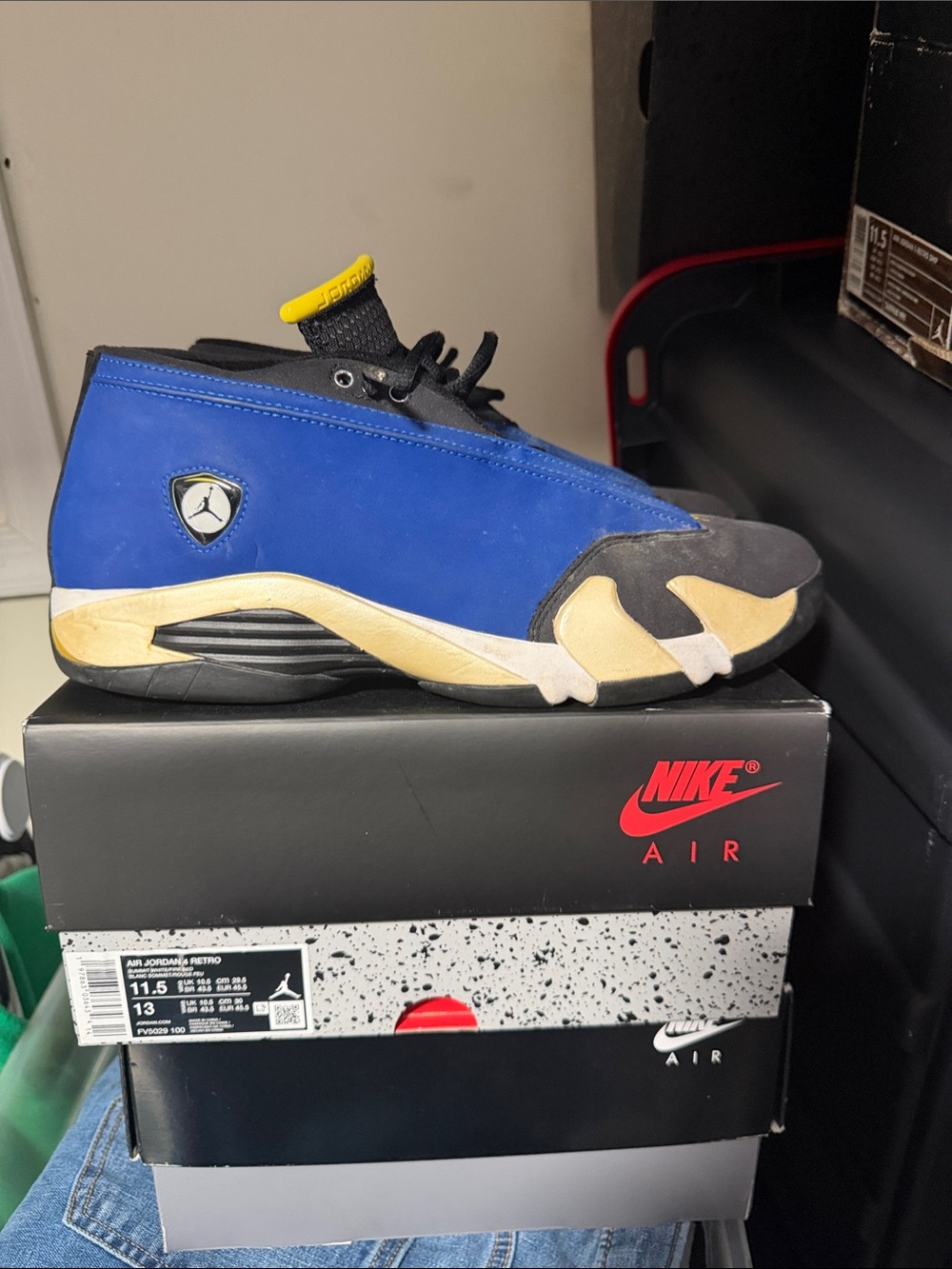 Jordan Black and Blue Athletic Shoe (Size Label Shown)
